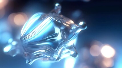 Aufkleber - Animation of transparent glass spheres with dynamic play of light, cold and blue tones