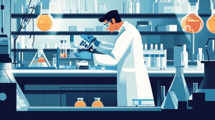 Poster - A modern laboratory setting with a scientist carefully handling