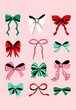 © darijashka - Vector set of Christmas bows in different colors and shapes, isolated on background. Perfect for Christmas decoration design