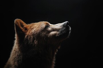 Wall Mural - close-up of a brown bear (ursus arctos) head isolated on black background