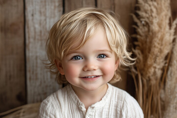 portrait of an white little boy with a smile