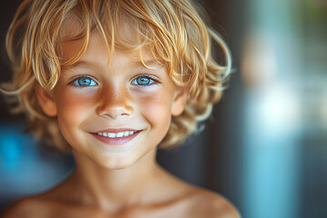 portrait of an white little boy with a smile