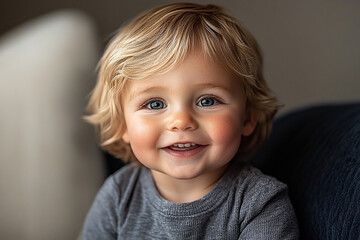 portrait of an white little boy with a smile