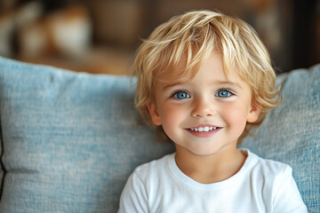 portrait of an white little boy with a smile