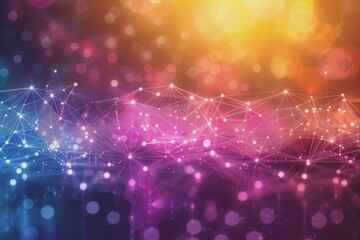A beautiful Abstract digital technology background with colorful network connection lines.