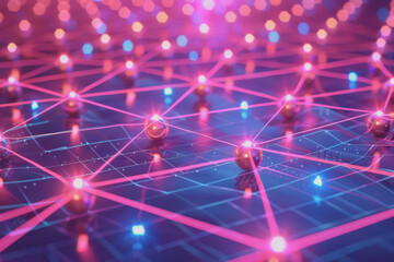 A beautiful Abstract digital technology background with colorful network connection lines.