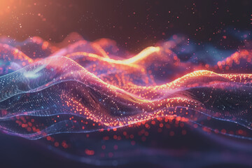 A beautiful Abstract digital technology background with colorful network connection lines.