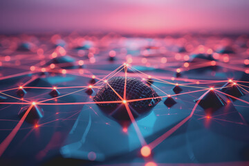 A beautiful Abstract digital technology background with colorful network connection lines.