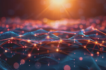 A beautiful Abstract digital technology background with colorful network connection lines.
