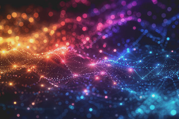 A beautiful Abstract digital technology background with colorful network connection lines.