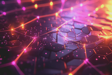 A beautiful Abstract digital technology background with colorful network connection lines.