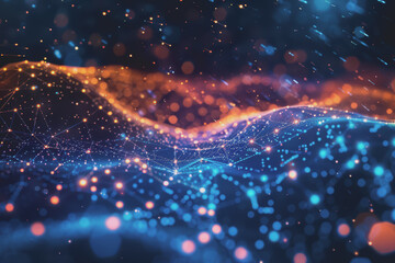 A beautiful Abstract digital technology background with colorful network connection lines.