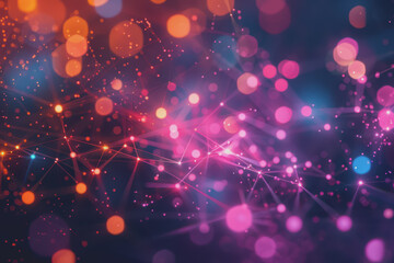 A beautiful Abstract digital technology background with colorful network connection lines.