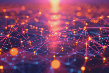 A beautiful Abstract digital technology background with colorful network connection lines.