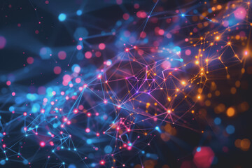 A beautiful Abstract digital technology background with colorful network connection lines.