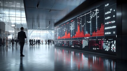 Aufkleber - Futuristic digital dashboard displaying a financial chart with fluctuating market values and a glowing high tech aesthetic  Data analysis and investment concept