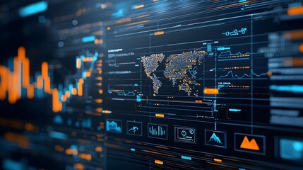 Aufkleber - Digital graph showing a rising cryptocurrency trend with abstract design elements  The graph depicts the growth and performance of the cryptocurrency market