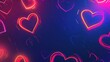 © Laongdaow - Neon love background featuring glowing heart outlines against a dark gradient backdrop for a modern valentine's design embodying the essence of cyber romance with vibrant energy and style