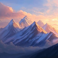 Poster - Majestic mountain ranges at sunrise