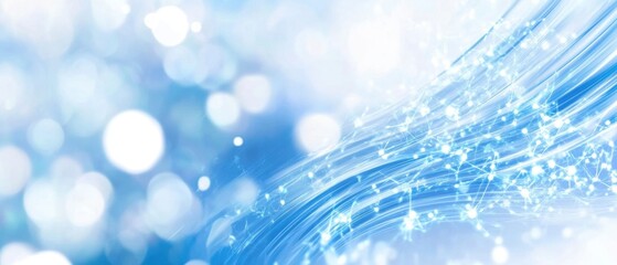 Wall Mural - A shimmering blue background with soft bokeh effects, creating a tranquil, ethereal atmosphere.