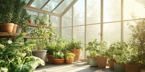 A greenhouse with produce, an assortment of fresh organic vegetables and garden produce from a local farmer's market, a paleo diet with vegetarian ingredients.