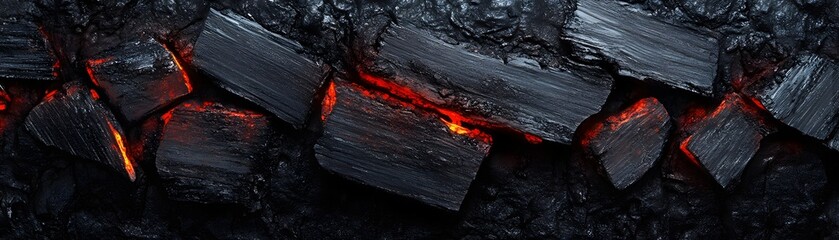 Wall Mural - Close-Up of Smoldering Charcoal with Glowing Embers