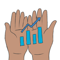 Poster - Business doodle png growth graph on hands