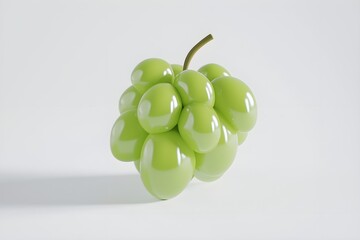 a realistic green grape close-up, smooth surface, vibrant color, photorealistic, isolated on white background