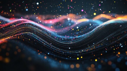 Wall Mural - complex fluctuation of data in micro particles. data science and information analysis and research c