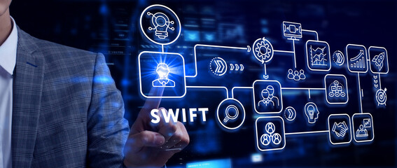SWIFT. Society for Worldwide Interbank Financial Telecommunications. Financial Banking regulation concept.