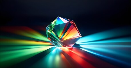 abstract crystal prism in vibrant colors