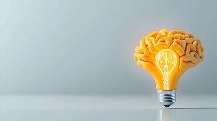 Fototapete - Breakthrough Thinking and Innovative Solutions Represented by a Brain with a Lightbulb Emerging Symbolizing Intelligent Problem Solving