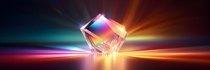 abstract crystal prism in vibrant colors
