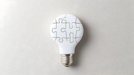 Fototapete - Puzzle Piece Shaped Light Bulb Symbolizing Unique Solutions and Creativity for Ideas Innovation and Problem Solving