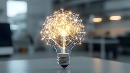 Poster - Conceptual image of a brain with a network of lines symbolizing the connections between bright and innovative ideas