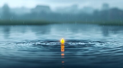 Aufkleber - Glowing Ripple in Serene Water Surface Symbolizing Breakthrough Impact Transformation and Potential for Change  Minimal Abstract and Conceptual Landscape Representation of Creative Concepts