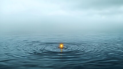 Aufkleber - Captivating ripple effect in tranquil water with one glowing shimmering ripple that symbolizes a profound transformative impact or breakthrough  The image evokes a sense of the power of change