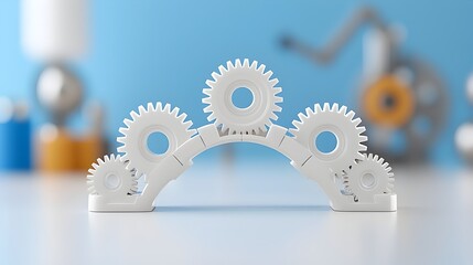 Poster - Gears forming a symbolic bridge representing the connection between creative ideas and tangible outcomes