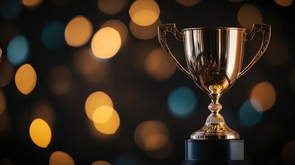 Close up of a trophy against a dark background