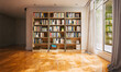 © mtkang - study room or library background with book shelf