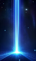 Wall Mural - a blue light beam is shooting through the sky, surrounded by stars