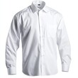 © Fathor - The white shirt is shown on the front with long sleeves and buttons down the center, a plain cotton material, a large collar with no creases or folds,generative ai