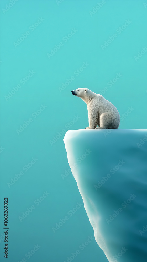 Majestic polar bear sits on a melting iceberg, showing the impact of ...