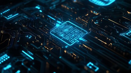 Futuristic digital data flow diagram with glowing background