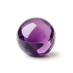 Purple crystal sphere on white isolated background.