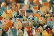 © Ева Поликарпова - Small toy houses stacked high, great for illustrations or designs needing tiny architecture