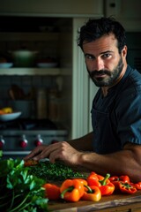 A person preparing a healthy meal with various vegetables on a cutting board