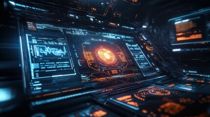 The abstract HUD display shows sci-fi futuristic frame information