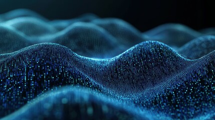 Waves of digital information concept - binare code waves background