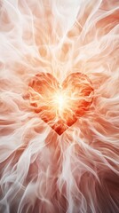 Wall Mural - radiant heart at the center of abstract flames